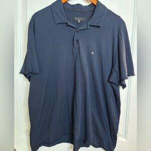 EUC RAG & BONE Men's Navy Polo Shirt with double raw edges size XXL